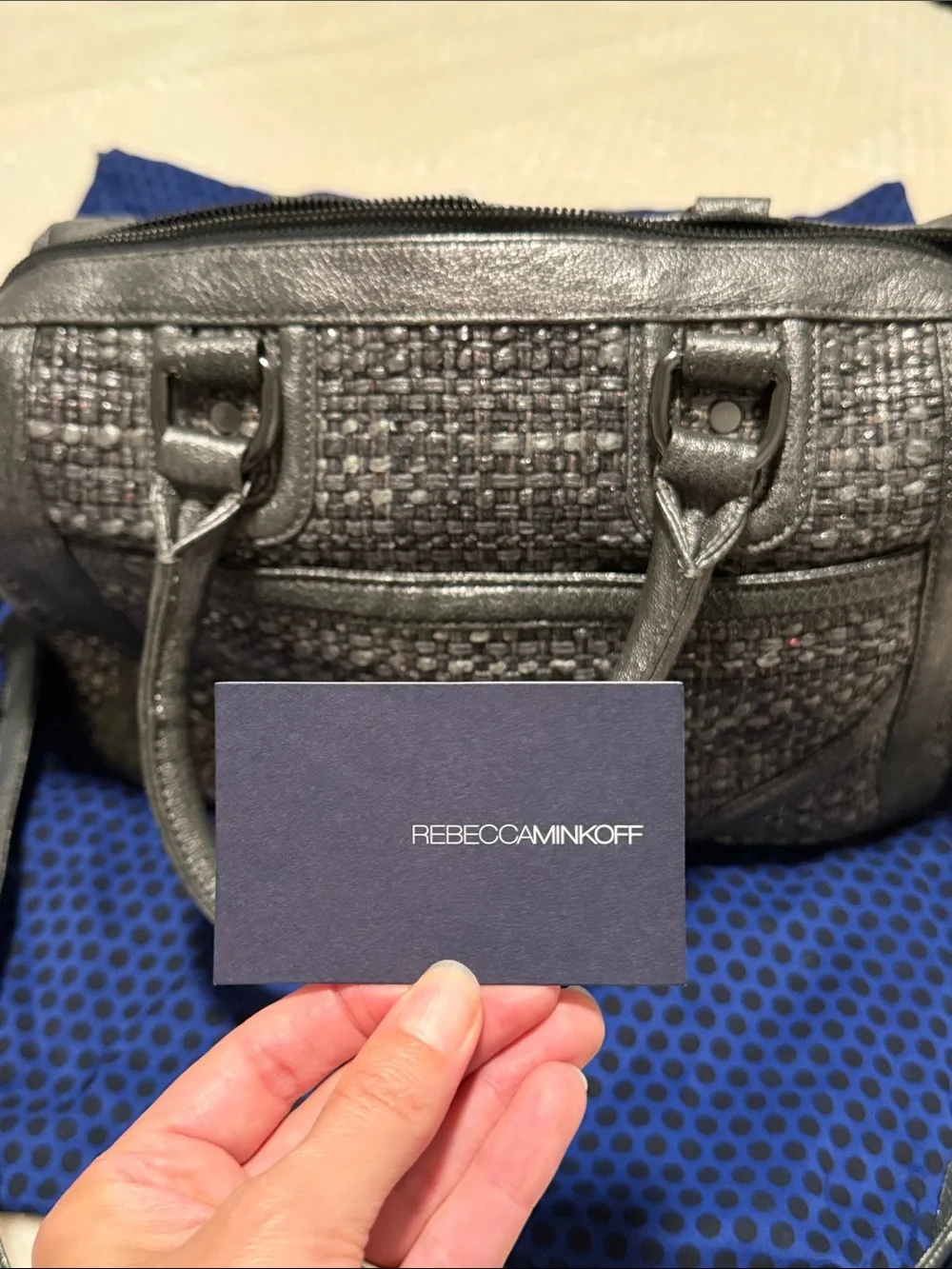 Rebecca Minkoff Mab Mini Bombe Metallic Leather & Tweed Satchel